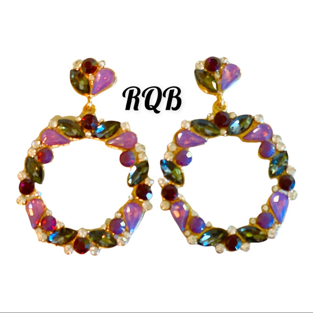 Purple Plum snd Charcoal Silver Hoops Crystal